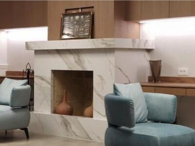 CALACATTA GOLD FIREPLACE