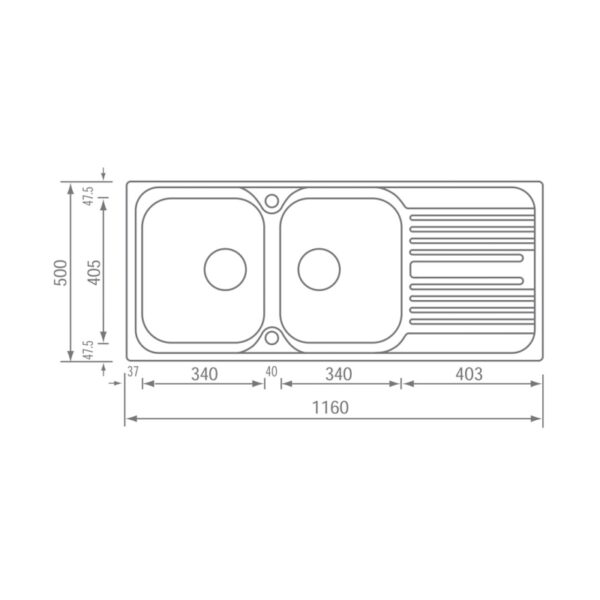 STAINLESS STEEL 10647 ATLANTIC SATINE (116X50) SANITEC - Image 2