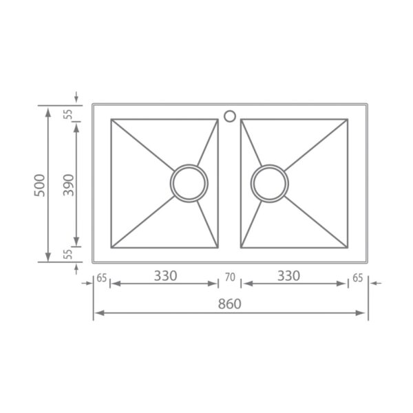 STAINLESS STEEL 10904 ΡUΝΤΟ QUΑDRΑ (86Χ50) SANITEC - Image 2