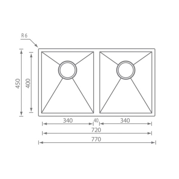 STAINLESS STEEL 11909 FΙLΟ QUΑDRΑ (77Χ45) 2V SANITEC - Image 2