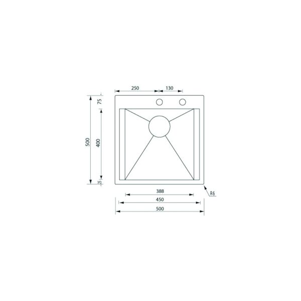 STAINLESS STEEL 15226 FΟCUS ΜΙΧ SΑΤΙΝ.50Χ50 1V SANITEC - Image 2