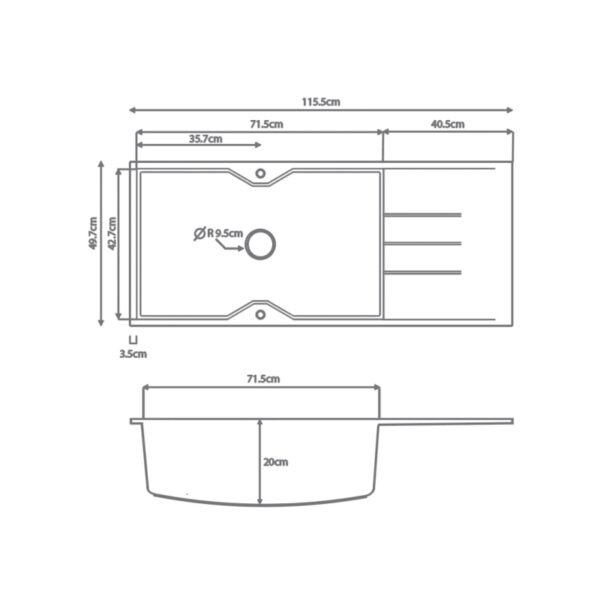 ULTRA GRANITE 817 (116Χ50) SANITEC - Image 2
