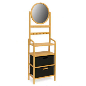 Έπιπλο Bamboo Με Καθρέφτη 2 Ράφια Θήκες Και Κρεμάστρα