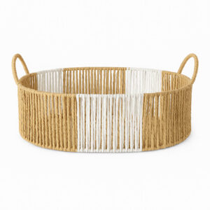 Σετ 2 Τεμαχίων Δίχρωμος Διακοσμητικός Δίσκος / Καλάθι Με Χερούλια