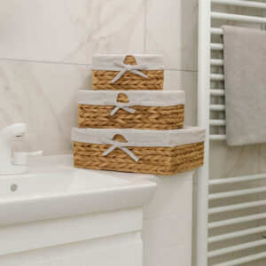 Kαλάθι Οργάνωσης Αντικειμένων Με Εσωτερική Υφασμάτινη Θήκη