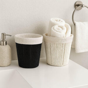 Πλεκτό Διακοσμητικό Καλάθι Με Υφασμάτινη Επένδυση 25×23Φ