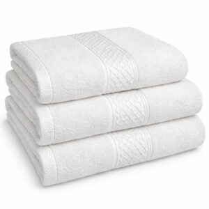 Σετ 3 Τεμαχίων Βαμβακερές Πετσέτες Μπάνιου Λευκές