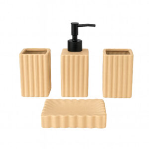 Σετ Μπάνιου 4 Τεμαχίων Μπεζ Ματ