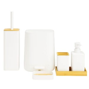 Σετ Αξεσουάρ Μπάνιου 6 Τεμαχίων Με Bamboo Λεπτομέρεια