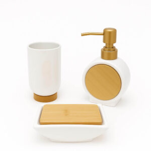 Σετ Αξεσουάρ Μπάνιου 3 Τεμαχίων Με Βamboo Λεπτομέρεια