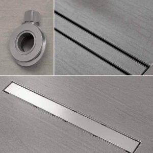 Σιφώνι 60cm Γραμμικό Με Ουρά Για Πλακάκι Chrome Matte