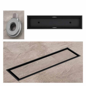 Σιφώνι 60cm Γραμμικό Με Ουρά Για Πλακάκι Black Matte