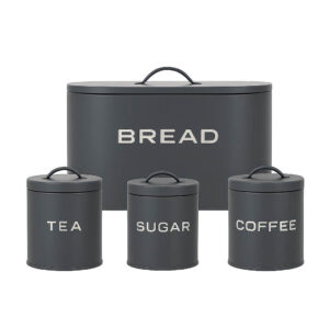 Οβάλ Σετ 4 Τεμαχίων Μεταλλικών Δοχείων Αποθήκευσης Κουζίνας